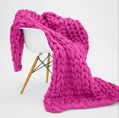 Plaid grosse maille - Rose Fuchsia